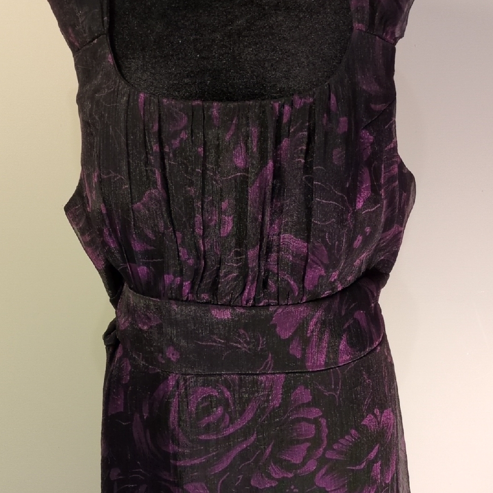 Jessica Midnight Black and Plum Floral Midi Dress